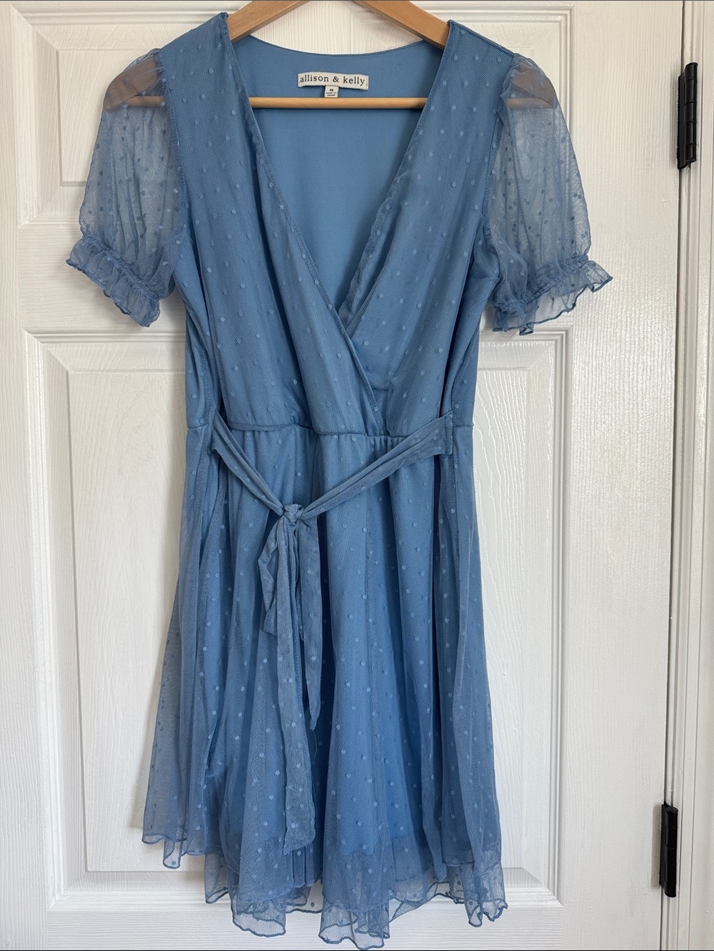 Allison & Kelly Dusty Blue Wrap Mini Dress